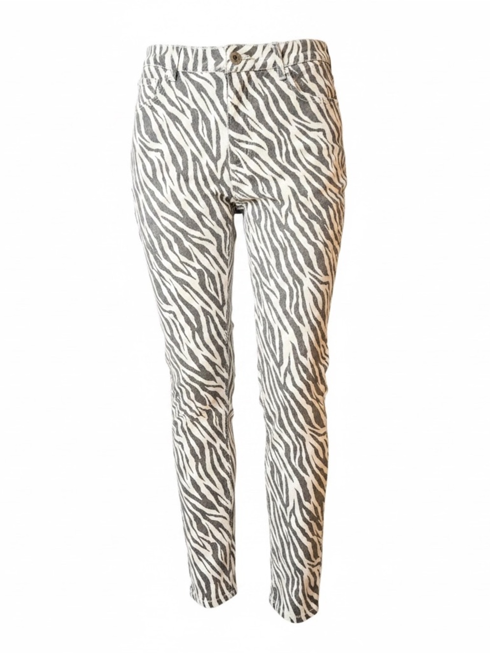 Garota Zebra-Pattern Skinny Jeans in White and Black sz M